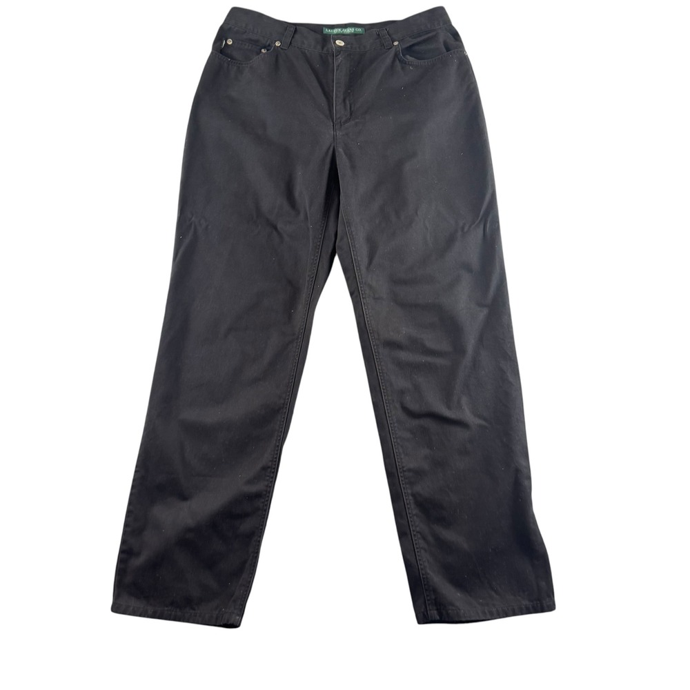 Lauren Jeans Co Ralph Lauren Black Straight Leg Cotton Pants Womens 10